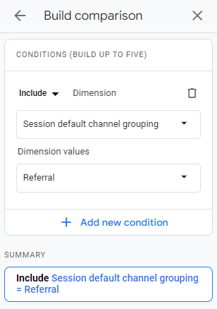 Creating a referral segment in GA4