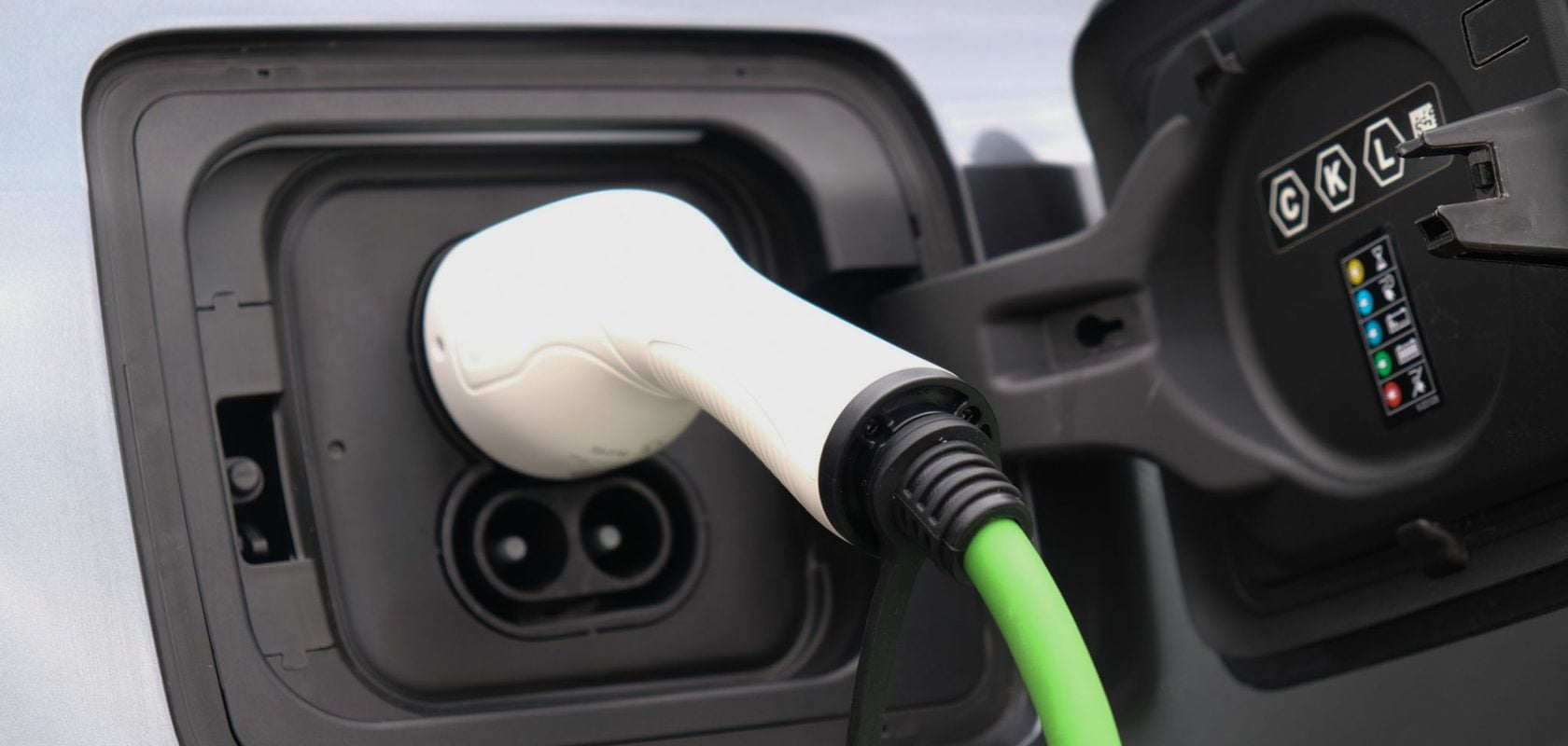 Electric car being charged