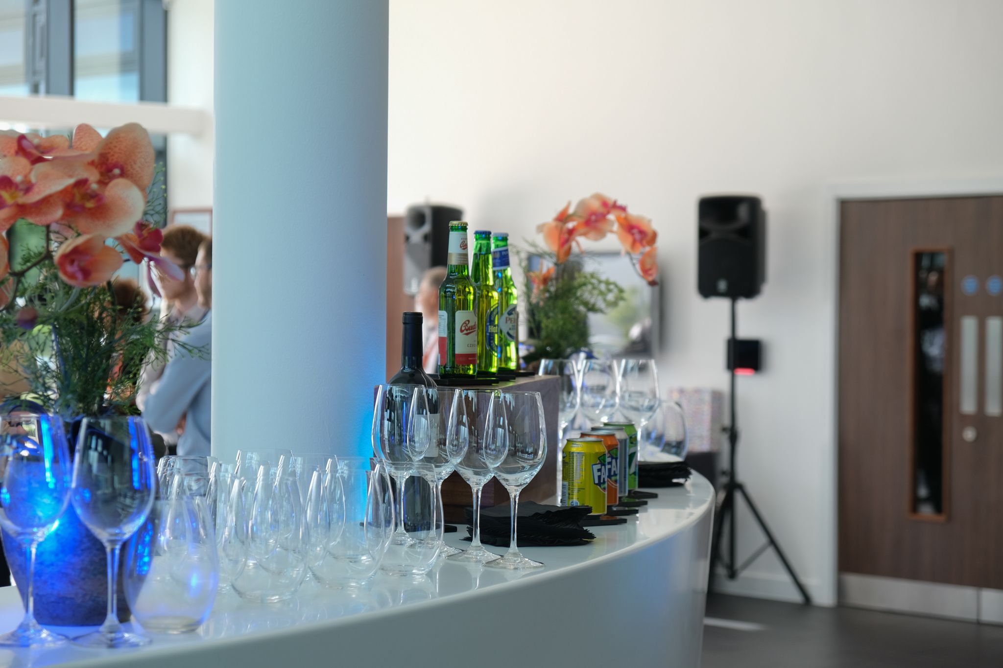 Drinks set up at a corporate event