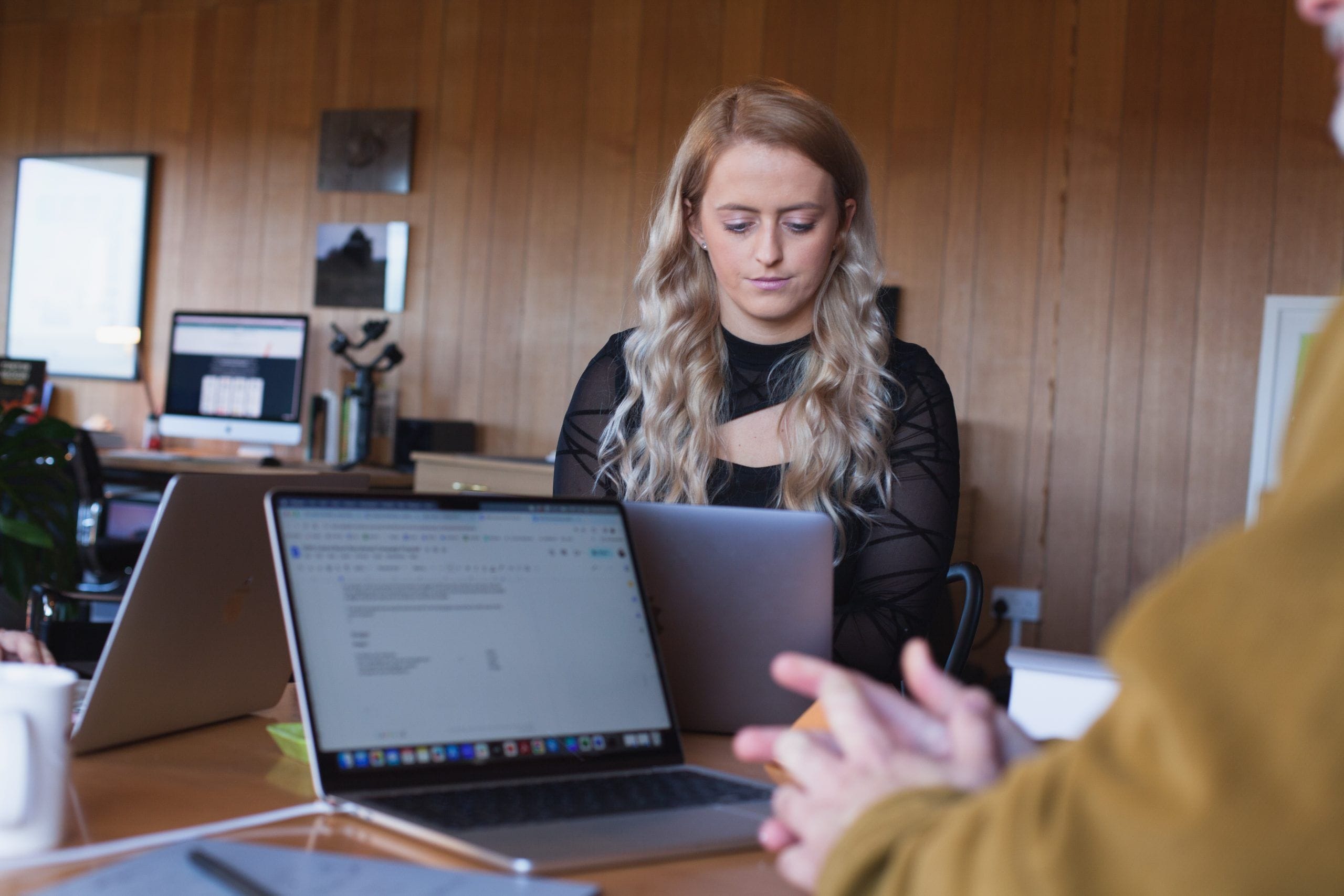 Woman working on laptop